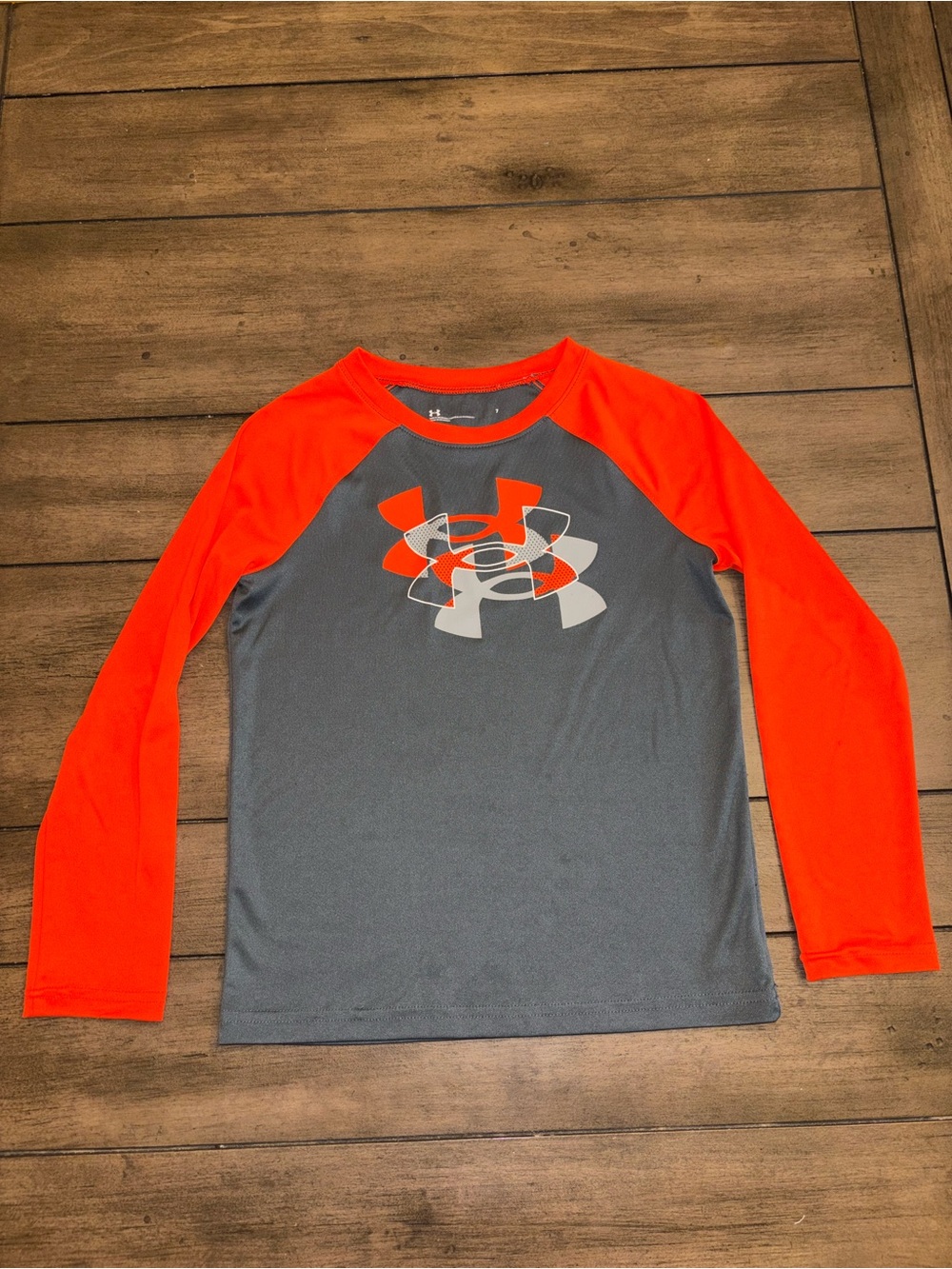 Under Armour Gray & Neon Orange Boys' Long Sleeve Performance Shirt